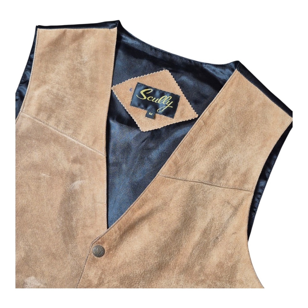 VTG Scully Brown‎ Suede Leather Western Vest Snap Button Men's M